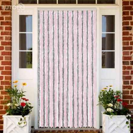 vidaXL ezüstszürke és rózsaszín zsenília rovarfüggöny 100 x 220 cm