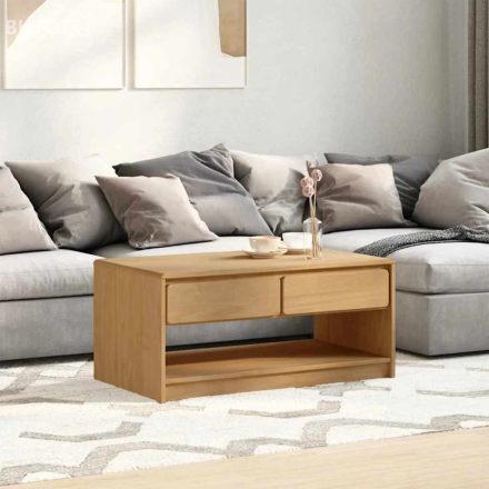 vidaXL SAUDA tölgyszínű tömör fenyőfa dohányzóasztal 99 x 55 x 45 cm