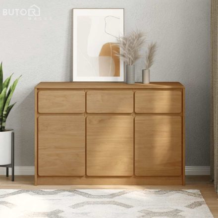 vidaXL SAUDA tölgyszínű tömör fenyőfa tálalószekrény 114x43x75,5 cm