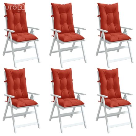 vidaXL 6 db melange piros szövet magas háttámlájú székpárna 120x50x7cm