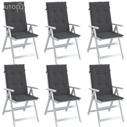 vidaXL 6 db antracit szövet magas háttámlájú székpárna 120x50x4 cm