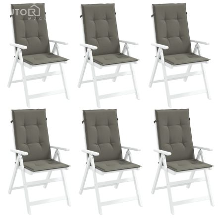 vidaXL 6 db sötétszürke szövet magas háttámlájú székpárna 120x50x4 cm