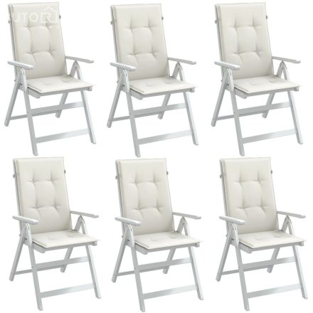 vidaXL 6 db krémszínű szövet magas háttámlájú székpárna 120x50x4 cm