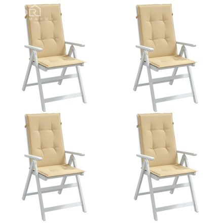 vidaXL 4 db melange bézs szövet magas háttámlájú székpárna 120x50x4 cm