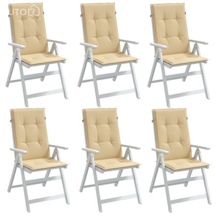 vidaXL 6 db melange bézs szövet magas háttámlájú székpárna 120x50x4 cm