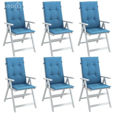 vidaXL 6 db melange kék szövet magas háttámlájú székpárna 120x50x4 cm