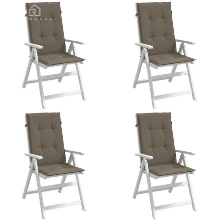 vidaXL 4 db tópszínű szövet magas háttámlájú székpárna 120x50x4 cm