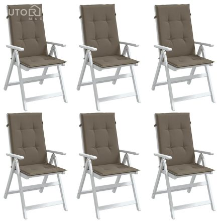 vidaXL 6 db tópszínű szövet magas háttámlájú székpárna 120x50x4 cm
