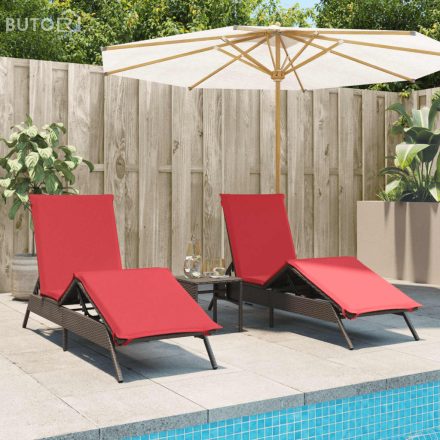 vidaXL 2 db barna polyrattan napozóágy asztallal