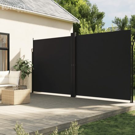 vidaXL fekete behúzható oldalsó napellenző 200 x 600 cm