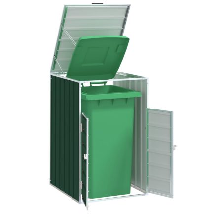 vidaXL zöld acél kerekes tároló 1 szemeteskukához 72 x 81 x 115 cm