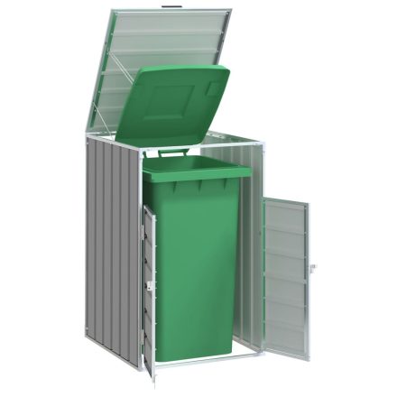 vidaXL szürke acél kerekes tároló 1 szemeteskukához 72 x 81 x 115 cm