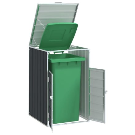 vidaXL antracit acél kerekes tároló 1 szemeteskukához 72 x 81 x 115 cm