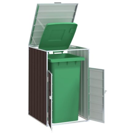 vidaXL barna acél kerekes tároló 1 szemeteskukához 72 x 81 x 115 cm