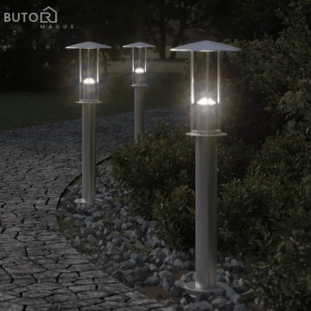 vidaXL 3 db ezüstszínű rozsdamentes acél kültéri állólámpa 60 cm