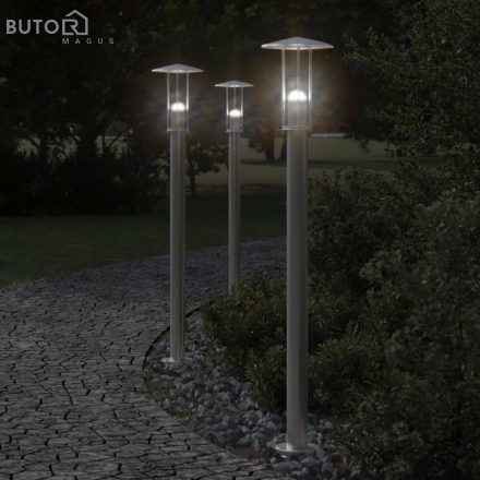 vidaXL 3 db ezüstszínű rozsdamentes acél kültéri állólámpa 100 cm