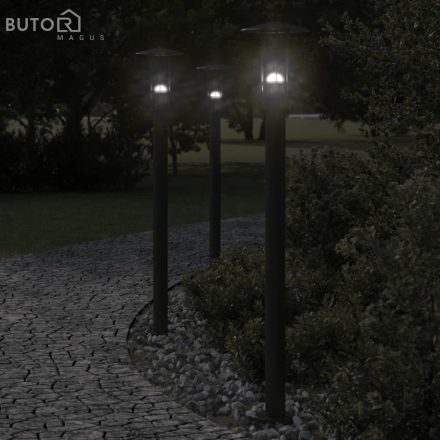 vidaXL 3 db fekete rozsdamentes acél kültéri állólámpa 100 cm