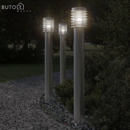 vidaXL 3 db ezüstszínű rozsdamentes acél kültéri állólámpa 110 cm