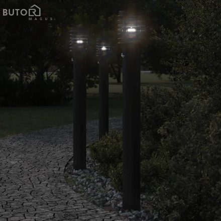 vidaXL fekete rozsdamentes acél kültéri állólámpa érzékelővel 110 cm