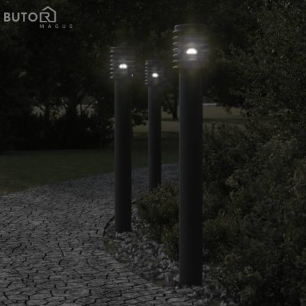 vidaXL 3 db fekete rozsdamentes acél kültéri állólámpa aljzattal 110cm