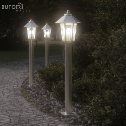 vidaXL 3 db ezüstszínű rozsdamentes acél kültéri állólámpa 80 cm