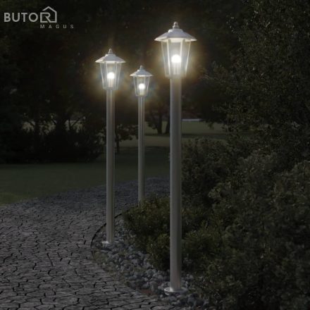 vidaXL 3 db ezüstszínű rozsdamentes acél kültéri állólámpa 120 cm