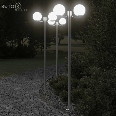 vidaXL 3 db ezüstszínű rozsdamentes acél kültéri állólámpa 215 cm