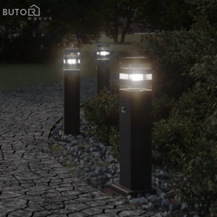 vidaXL fekete alumínium kültéri állólámpa érzékelővel 50 cm