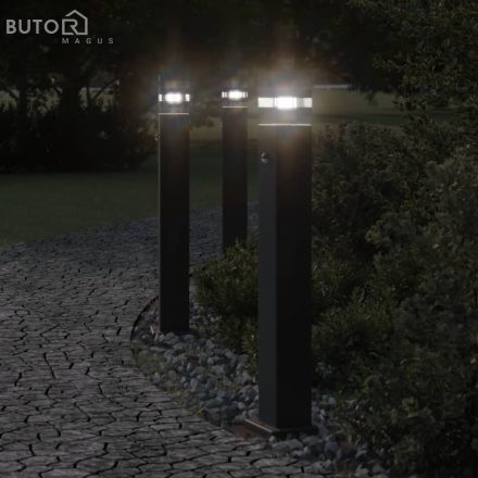 vidaXL 3 db fekete alumínium kültéri állólámpa érzékelővel 80 cm