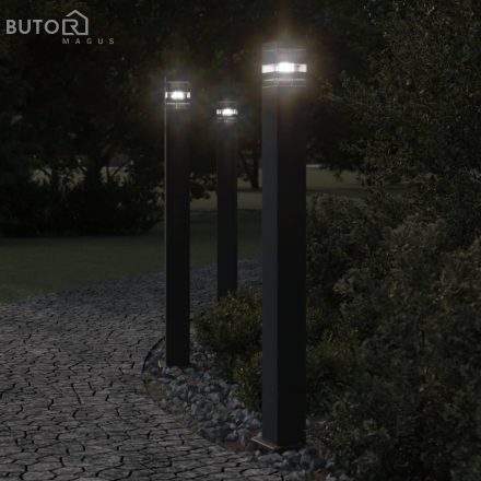 vidaXL fekete alumínium kültéri állólámpa érzékelővel 110 cm