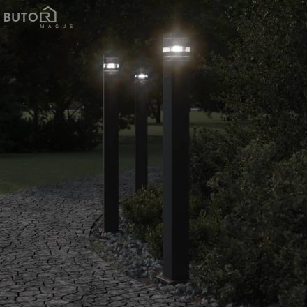 vidaXL 3 db fekete alumínium kültéri állólámpa aljzattal 110 cm