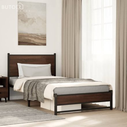 vidaXL barna tölgy színű fém ágykeret matrac nélkül 100 x 200 cm