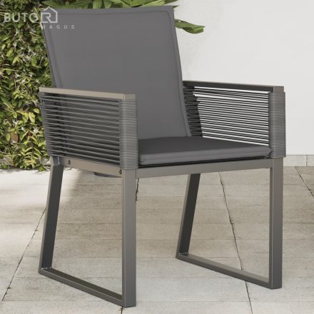 vidaXL 4 db fekete polyrattan kerti szék párnával