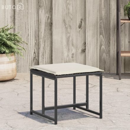 vidaXL 4 db fekete polyrattan kerti szék párnákkal