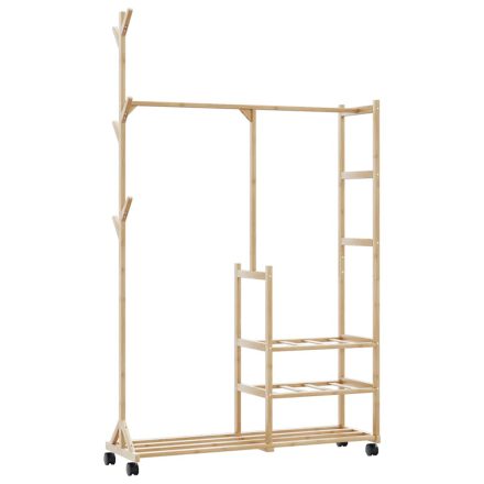 vidaXL bambusz ruhaállvány polcokkal és kerekekkel 100x38x175,5 cm