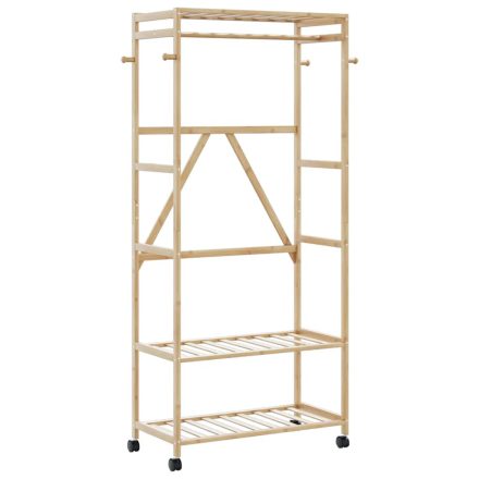 vidaXL bambusz ruhaállvány polcokkal és kerekekkel 90x40x179,5 cm