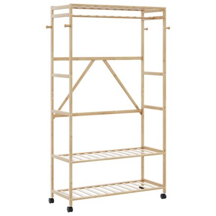 vidaXL bambusz ruhaállvány polcokkal és kerekekkel 110x40x180 cm