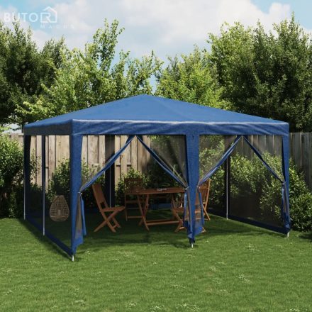 vidaXL kék HDPE rendezvénysátor 8 hálós oldalfallal 4 x 4 m
