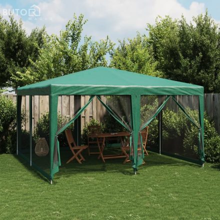 vidaXL zöld HDPE rendezvénysátor 8 hálós oldalfallal 4 x 4 m