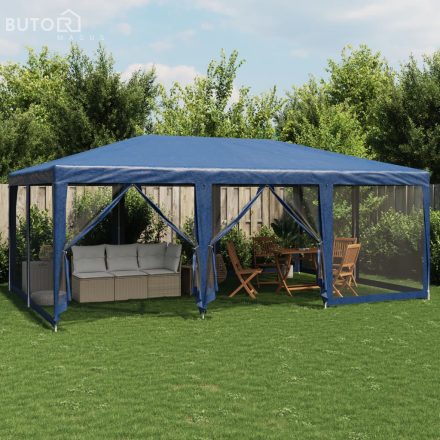 vidaXL kék HDPE rendezvénysátor 10 hálós oldalfallal 6 x 4 m