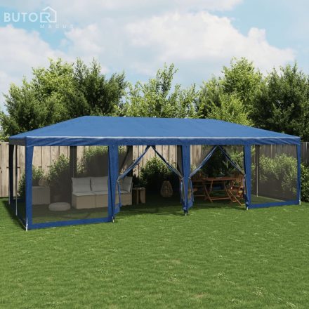 vidaXL kék HDPE rendezvénysátor 12 hálós oldalfallal 8 x 4 m