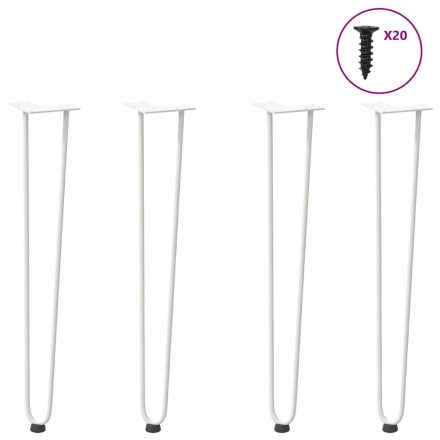 vidaXL 4 db-os hajtűlábak konzolasztalhoz, 72 cm, tömör acél, fehér