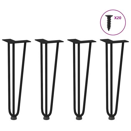 vidaXL 4 db fekete, tömör acél hajtűláb dohányzóasztalhoz 42 cm