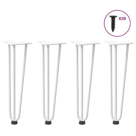 vidaXL 4 db fehér, tömör acél hajtűláb dohányzóasztalhoz 42 cm