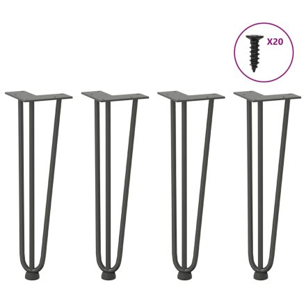 vidaXL 4 db antracitszürke hajtűláb dohányzóasztalhoz 42 cm tömör acél