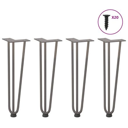 vidaXL 4 db natúr acél hajtűláb dohányzóasztalhoz 42 cm tömör acél