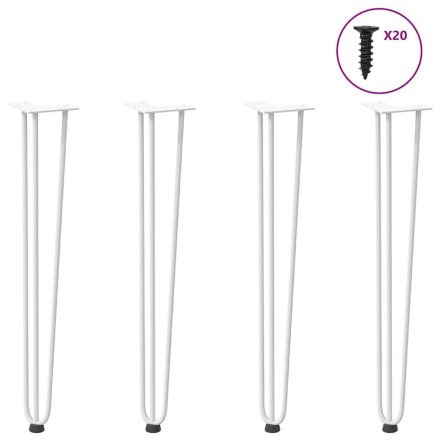 vidaXL 4 db-os hajtűlábak konzolasztalhoz, 72 cm, tömör acél, fehér