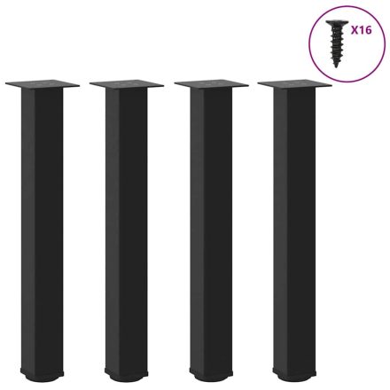 vidaXL 4 db fekete acél konzolasztal láb 72-74 cm