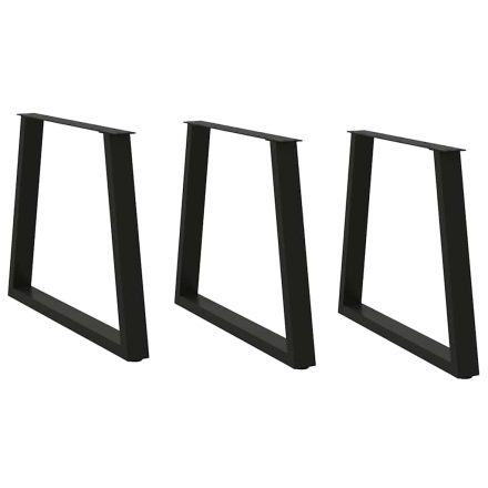 vidaXL 3 db V-alakú étkezőasztal láb fekete 70 x (72-73,3) cm acél étkezőasztal láb