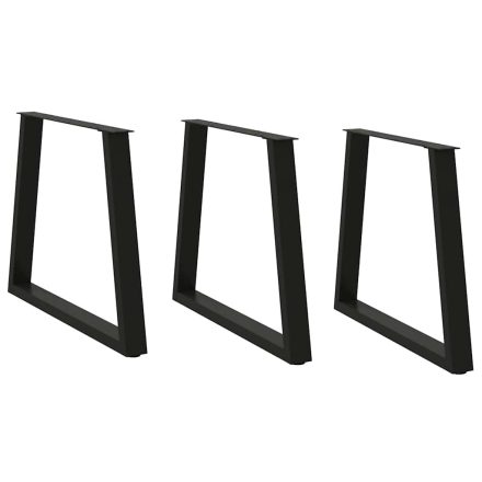 vidaXL 3 db V-alakú étkezőasztal láb fekete 80 x (72-73,3) cm acél étkezőasztal láb